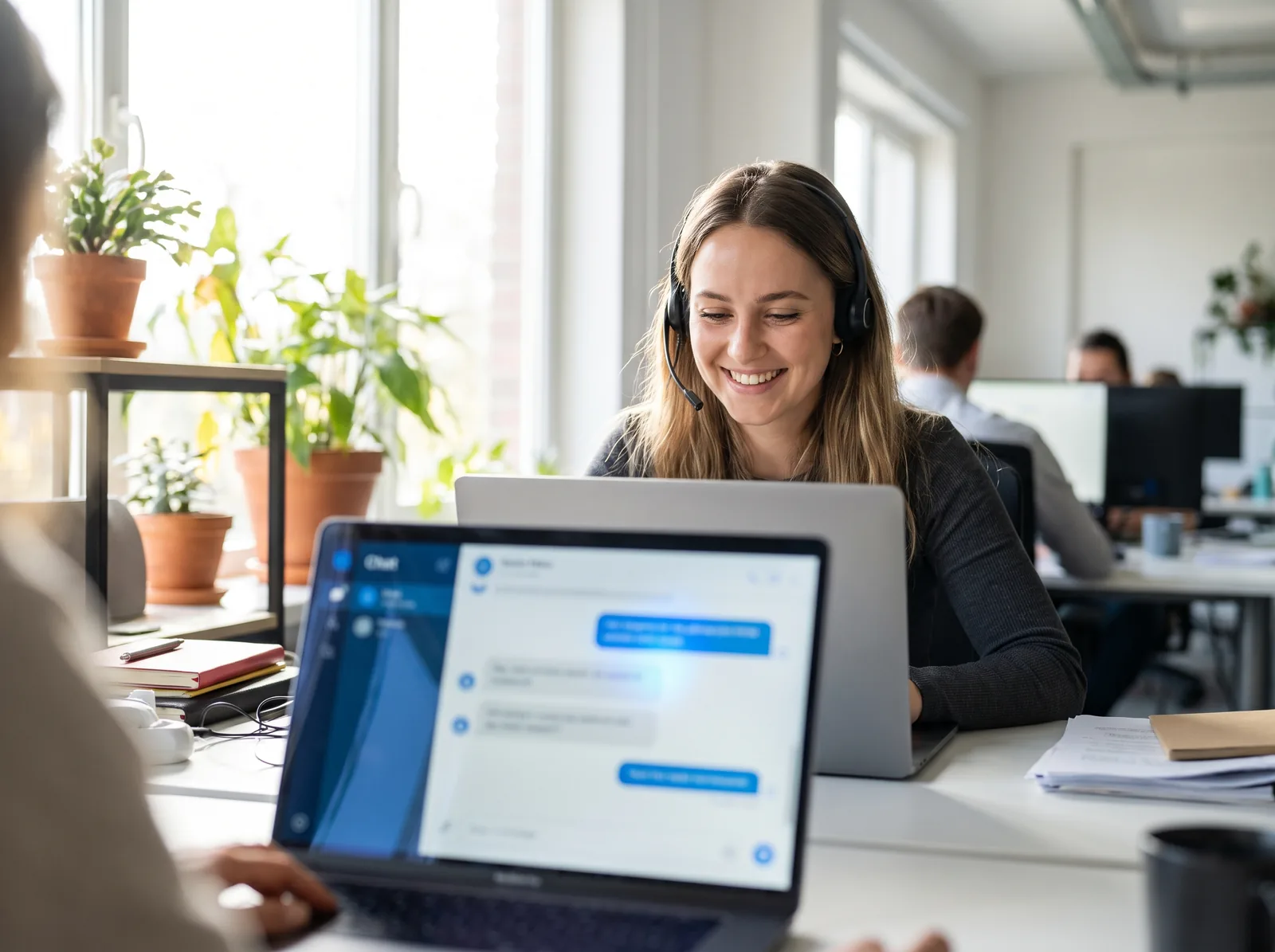 Sales administrator processing orders