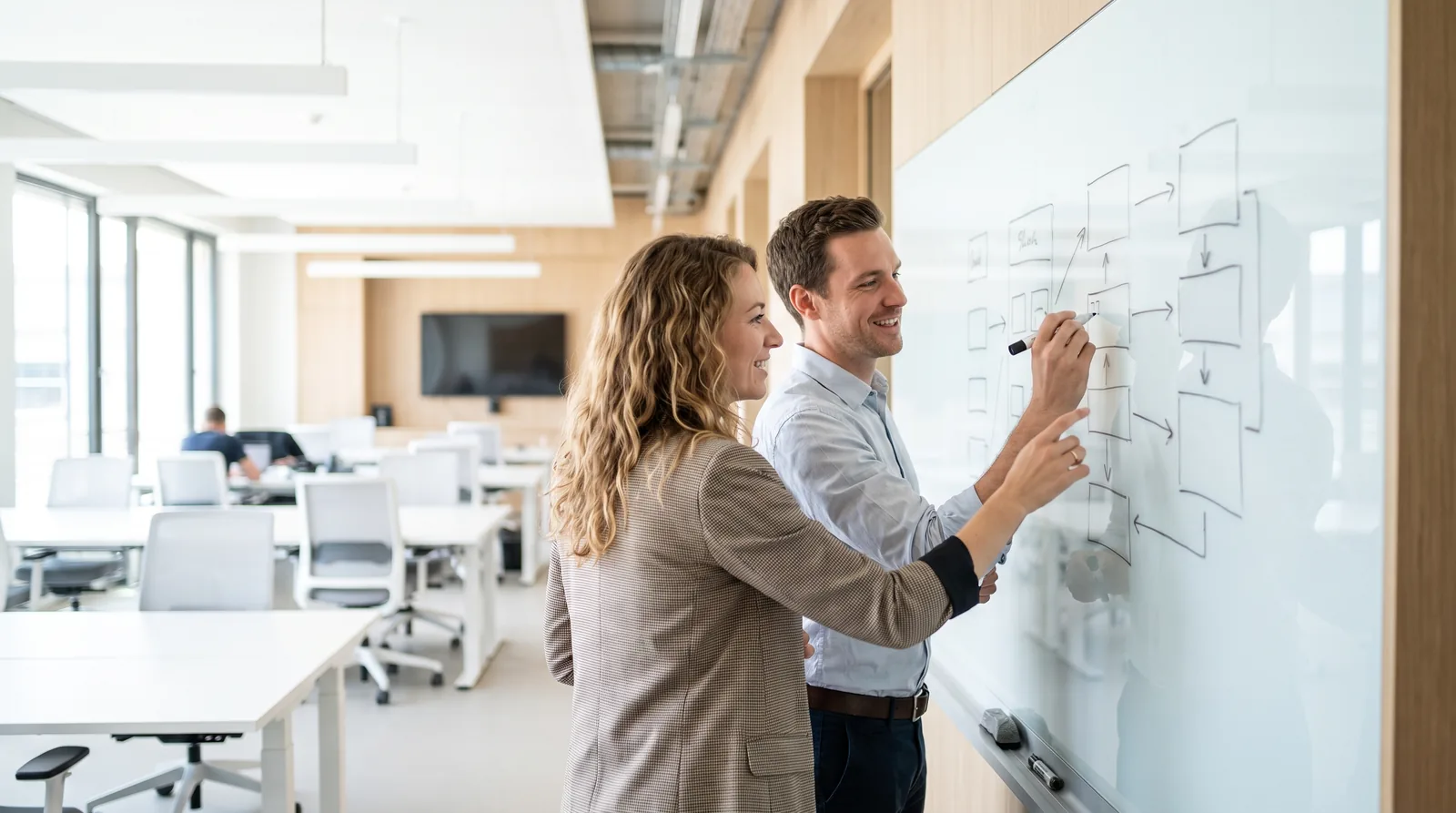 Designing the agent's rules on a whiteboard